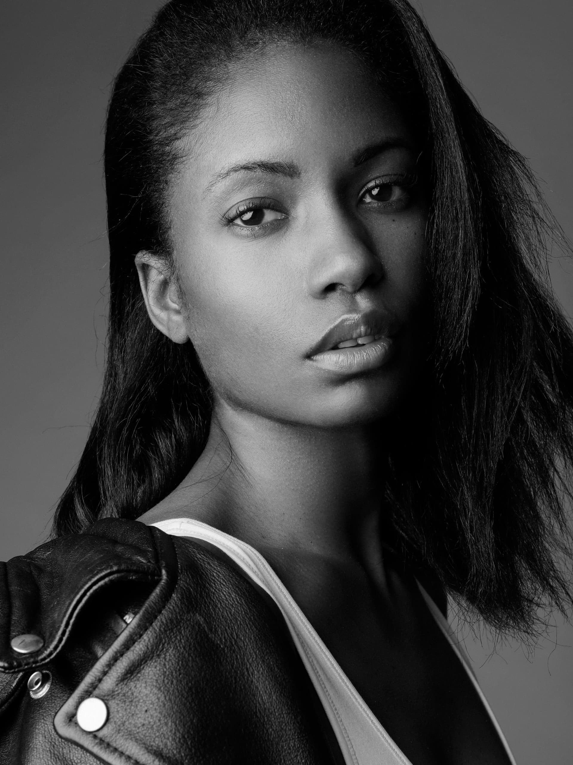 Close-up portrait in a biker jacket