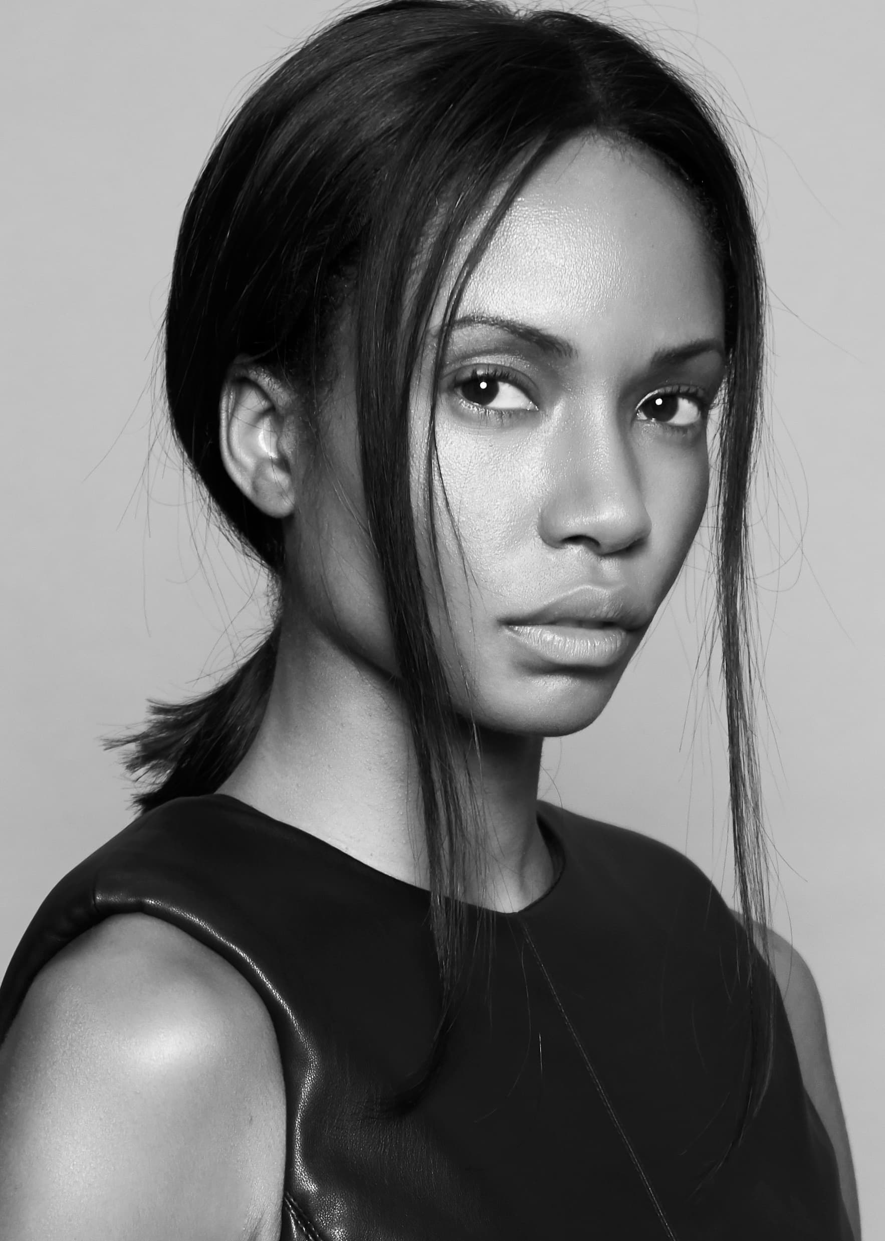 Close-up portrait in a black dress